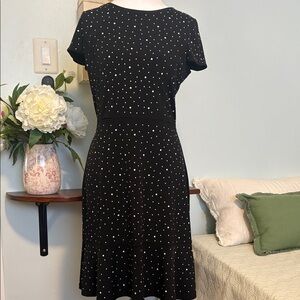 Michael Kors black flower studded flounce dress